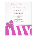 Pink Zebra Sripes Birthday Invitation