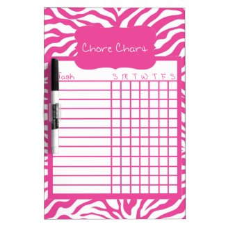 Pink Zebra Stripe Chore Chart