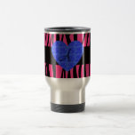 Pink zebra stripes monogram blue roses mugs