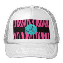 Pink zebra stripes monogram hats