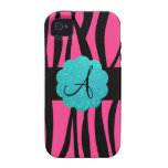 Pink zebra stripes monogram casemate cases