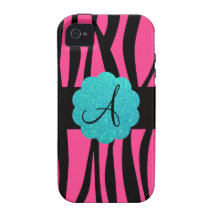 Pink zebra stripes monogram iPhone 4/4S covers