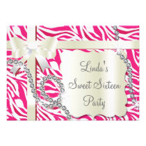 pink zebra Sweet 16 Birthday Party Custom invite invitations