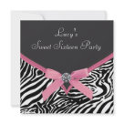 Pink Zebra Sweet 16 Birthday Party Custom Announcements
