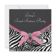 Pink Zebra Sweet 16 Birthday Party invitation