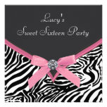 Pink Zebra Sweet 16 Birthday Party Custom Announcements