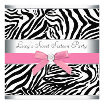Pink Zebra Sweet Sixteen Birthday Party invitations