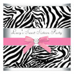 Pink Zebra Sweet Sixteen Birthday Party Personalized Invites