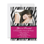 Pink Zebra Sweet Sixteen invitation