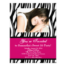 Pink Zebra Sweet Sixteen Invitations