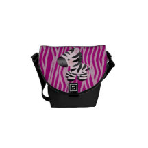Pink Zebra Texture Animal Print Messenger Bag