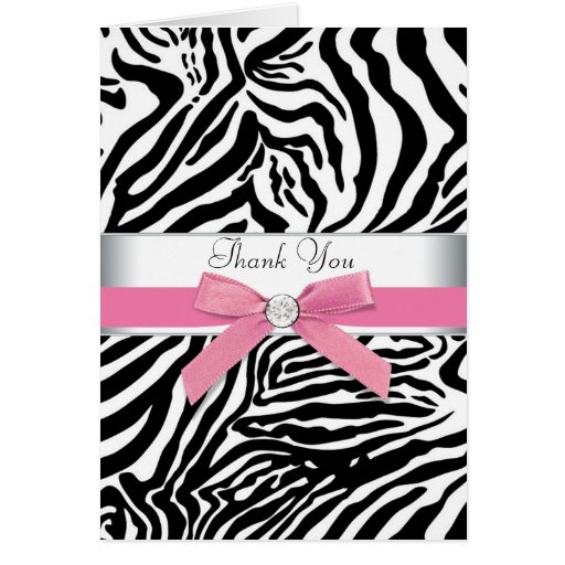 Pink Zebra Thank You Cards Zazzle