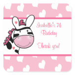 Pink Zebra Valentines Day Hearts Favor Stickers