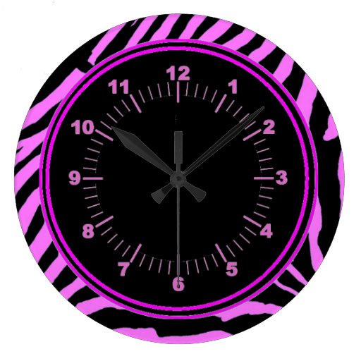 Pink Zebra Wall Clock Zazzle