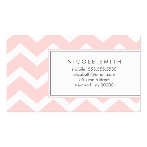 Pink Zig Zag Chevron Pattern Calling Cards Business Card Templates (front side)