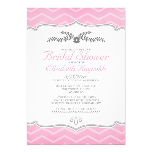 Pink Zigzag Bridal Shower Invitations