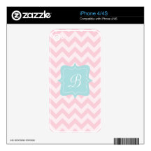 Pink Zigzag Monogram Decals For iPhone 4