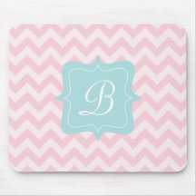 Pink Zigzag Monogram Mousepad