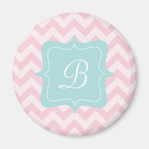 Pink Zigzag Monogram Refrigerator Magnet