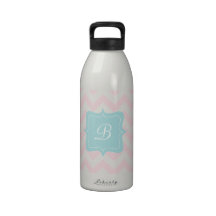 Pink Zigzag Monogram Reusable Water Bottles