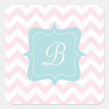 Pink Zigzag Monogram Sticker