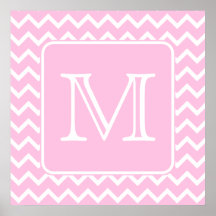 Pink Zigzags with Custom Monogram. Posters