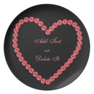 Pink Zinnia Heart plate