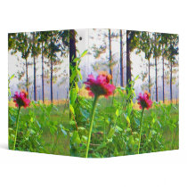 Pink Zinnias with Pine Tree Backdrop binders