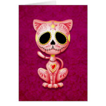 Pink Zombie Sugar Kitten Greeting Card
