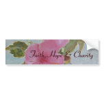 pinkflowers,  Faith, Hope & Charity Bumper Stickers