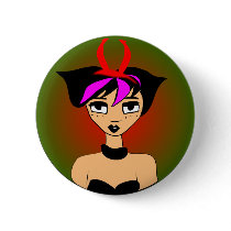 PinkHaired Devil Girl buttons by MissMissyLue PinkHaired Devil Girl buttons