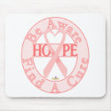 PinkHeartRibbonBeAwareFindCureLight mousepads