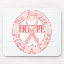 PinkHeartRibbonBeAwareFindCureLight mousepads
