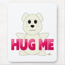 PinkHugMeHuggablePolarBear Mouse Mat