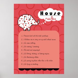 Pinkie Elephant House Rules Large Poster
