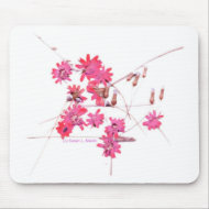 Pinkish Red colorized scattered wildflowers mousepad