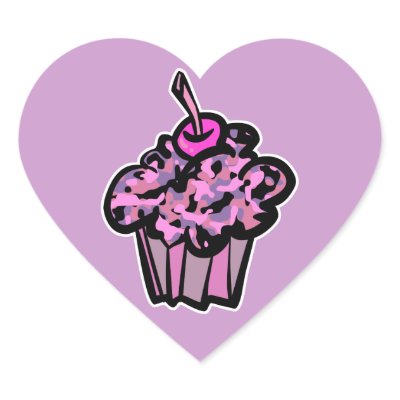 pinks and purples camouflage cupcake sticker Zazzle_sticker