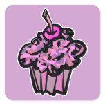 pinks and purples camouflage cupcake square stickers