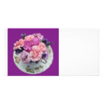 Pinks carnations in teacup photo greeting card