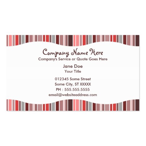 pinks : striped curtain business card templates (back side)