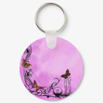 Pinks with butterflies keychains by DRCrafts Pinks with butterflies keychains