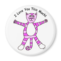 Pinky Cat "I Love You This Much" Magnet by Victoreeah Pinky Cat "I Love You This Much" Magnet