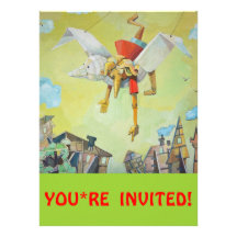 Pinocchio on pigeon. personalized invite