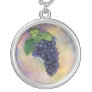 Pinot Noir Wine Grapes Silver Necklace