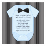 Pinstripe Black Blue Baby Boy Shower Announcement
