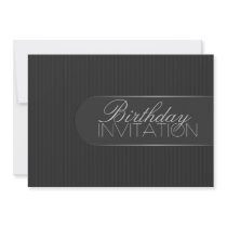 Pinstripe Black Silver Birthday Party Invitation