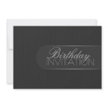 Pinstripe Black Silver Birthday Party Invitation