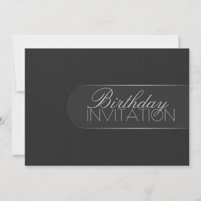 Pinstripe Black Silver Birthday Party Invitation invitation