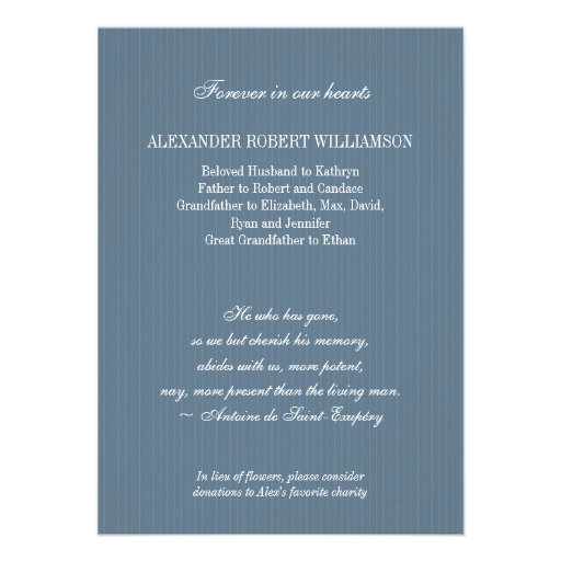 Pinstripe Photo Memorial Invitation