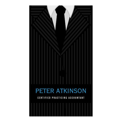 Pinstripe Suit Accountant Business Card Template (front side)